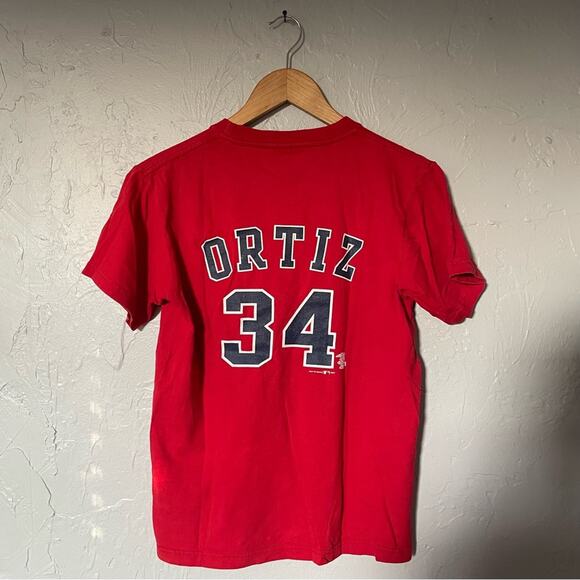 Boston Red Sox #34 David Ortiz Classic Red Cotton Tee Adult Unisex Small - Picture 2 of 4